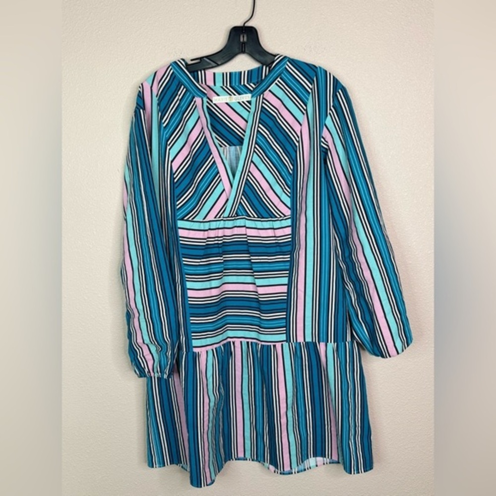 Marie Oliver Petra Paneled Dress - Blue Stripe size M